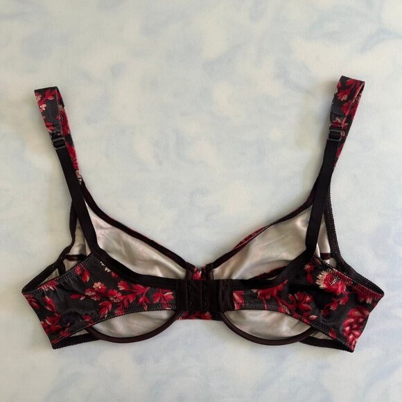 Brown & Red Floral Silky Comfort Bra 34B - Picture 3 of 6